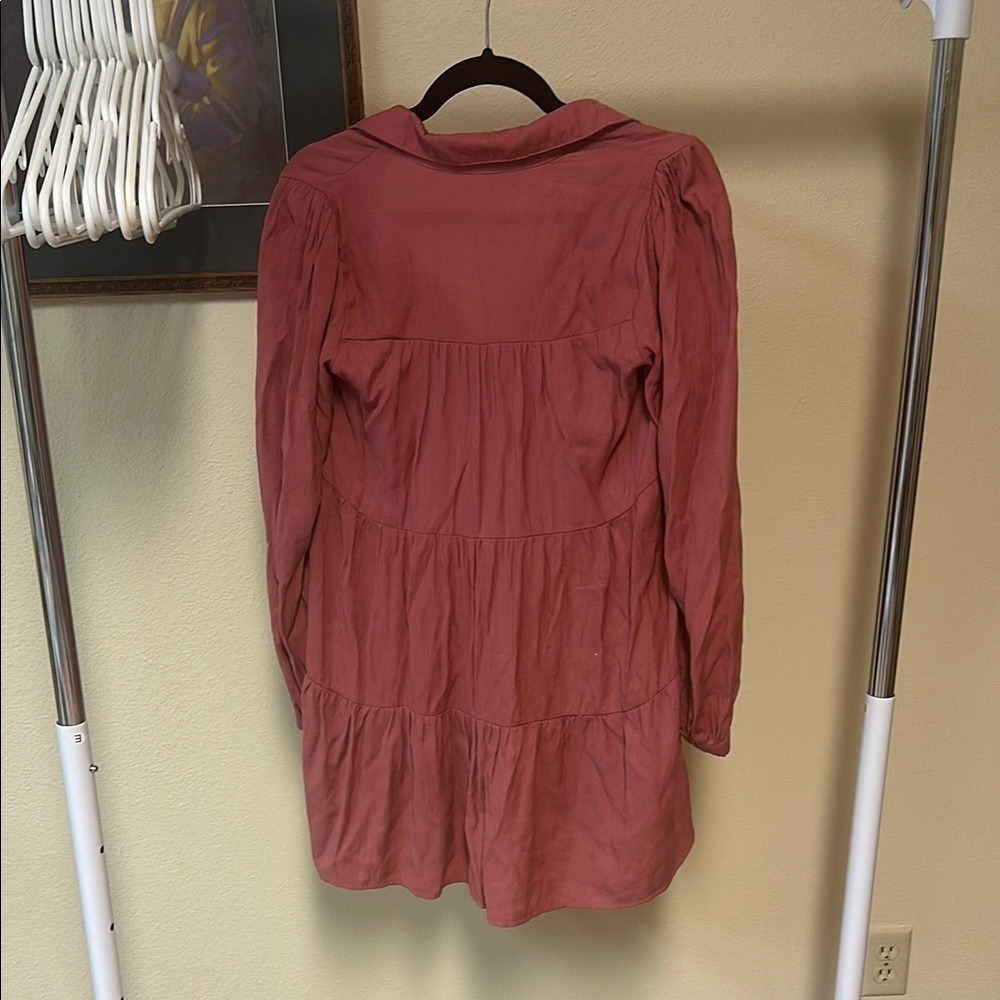 Mi Ami Tiered Mini Dress‎ Long Sleeve Button Down Casual XS - Picture 4 of 8